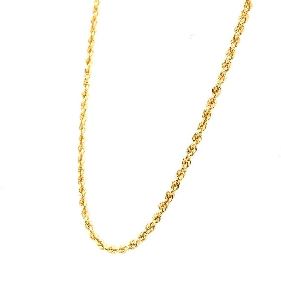 14K Yellow Gold 16" 3MM Rope Chain | Wide Heavy Chain | Unisex Jewelry - Picture 2 of 3